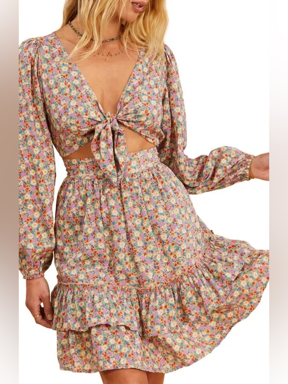 Billabong x The Salty Blonde Ditsy Dreamer Floral Cutout Mini Dress - Picture 2 of 8